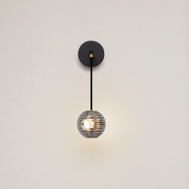 Nova Luce Las - applique murale - Ø 15 x 52 cm - 13W LED inclus - noir sablé, or et gris fumé