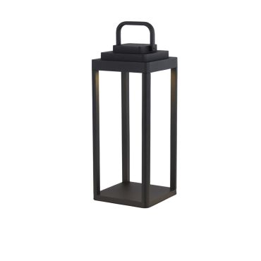 Projecteur Portobello - lampe de table - rechargeable par USB - 15 x 15 x 35 cm - LED 2 W dimmable incluse - IP54 - noir