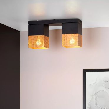 Lucide Renate - plafonnier - 32 x 10 x 16 cm - noir et or mat