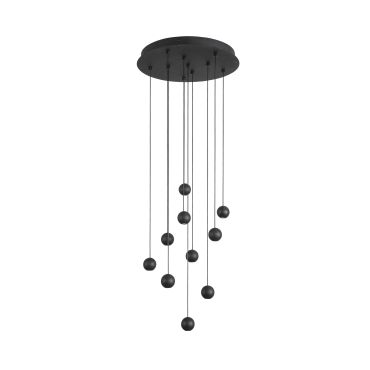 Nova Luce Nocci - lampe suspendue - Ø 40,5 x 150 cm - 10 x 4,5W LED inclus - noir
