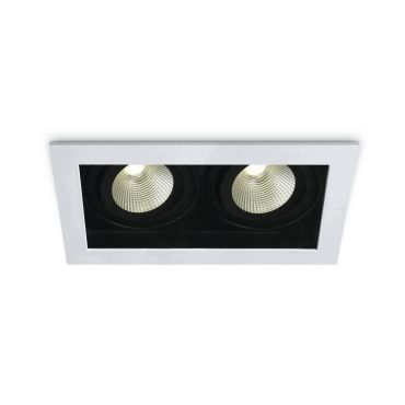 ONE Light COB Shop &amp; Hotel - spot à encastrer - 195 x 100 mm, 175 x 90 mm encastré - 2 x 12W LED dimmable inclus - blanc - couleur de lumière blanc chaud