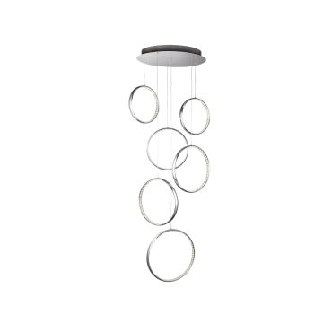 Searchlight Rings - lampe suspendue - Ø 46 x 180 cm - 56W LED inclus - chrome