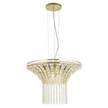 Searchlight Gemma - lampe suspendue - Ø 60 x 155 cm - laiton satiné et transparent