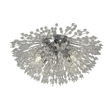 Searchlight Sunburst - plafonnier - 39 x 20 cm - chrome et transparent