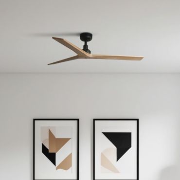 Faro Klim M - ventilateur de plafond - Ø 125 cm - noir mat et pin