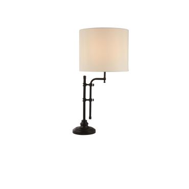Searchlight Munich - lampe à poser - 36 x 77 cm - noir et lin naturel