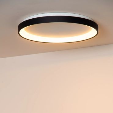 Lucide Vidal - plafonnier - Ø 48 x 6 cm - 38W LED inclus - noir