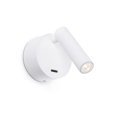 Faro Boc - applique murale avec interrupteur - 8,5 x 11 x 17 cm - 3W LED inclus - blanc mat