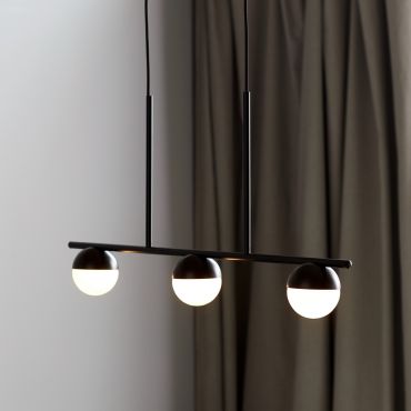 Nordlux Contina - lampe suspendue - 90 x 10 x 241,3 cm - noir et blanc opale