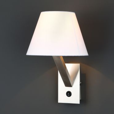 Maxlight Orlando - applique murale - Ø 22 x 30 cm - blanc et métal brossé