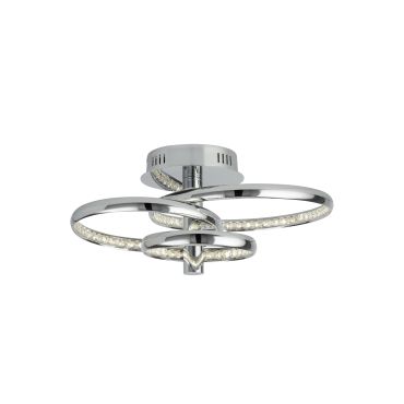 Searchlight Rings - plafonnier - 48 x 34 x 22 cm - 28W LED inclus - chrome