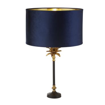 Searchlight Palm - lampe à poser - Ø 40 x 65 cm - laiton antique, noir, or et marine