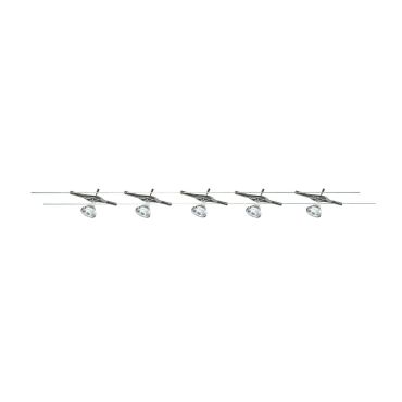 Searchlight Track &amp; Spot - Jeu de câbles LED - 500 cm - 5 x 5W LED inclus - chrome
