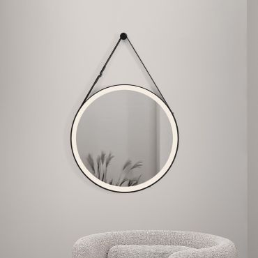 Nova Luce Rems - miroir avec éclairage - Ø 64 x 85 x 4 cm - 29W LED inclus - IP44 - noir sablé