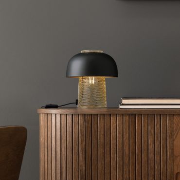 Nova Luce Sqube - lampe de table - Ø 25 x 28 cm - noir sablé et or