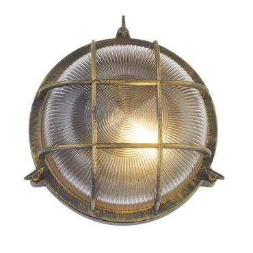 Searchlight Bulkhead - lampe extérieure pour plafond/mur - Ø 27 cm - IP44 - noir doré