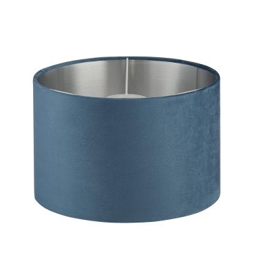 Searchlight Velvet Drum - abat-jour - Ø 28 x 18 cm - bleu-vert et argenté