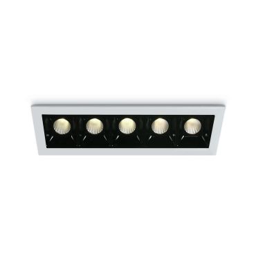 ONE Light Shop Square Boxes - spot encastré - 146 x 45 mm, 137 x 36 mm taille d'encastrement - 5 x 2W LED dimmable inclus - blanc