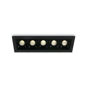 ONE Light Shop Square Boxes - spot encastré - 146 x 45 mm, 137 x 36 mm taille d'encastrement - 5 x 2W LED dimmable inclus - noir