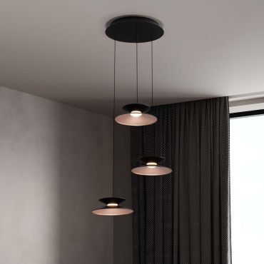 Nova Luce Morfi - lampe suspendue - Ø 42 x 161 cm - 15W dimmable LED inclus - noir sablé et or
