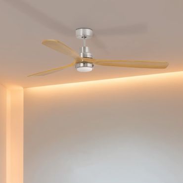 Faro Lantau L - ventilateur de plafond avec lumière - Ø 132 cm - nickel mat et pin