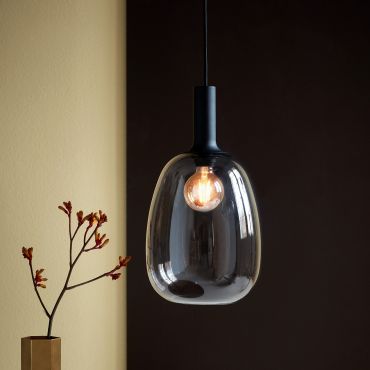 Nordlux Alton - lampe suspendue - Ø 23 x 343 cm - noir et verre fumé