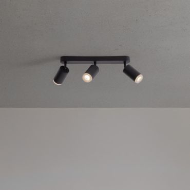 Nova Luce Mao - spot en saillie 3L - 5,5 x 16,5 x 38 cm - IP44 - noir sablé