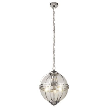 Searchlight Coronet - lampe suspendue - Ø 32 x 120 cm - chrome et transparent
