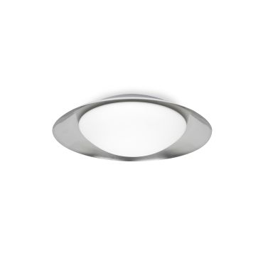 Faro Side - applique murale/plafonnier - Ø 39 x 11 cm - 15W LED inclus - blanc et nickel