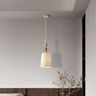 Nova Luce Damo - lampe suspendue - Ø 22 x 160 cm - laiton antique, orange doux et brun