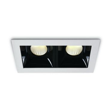 ONE Light Medium Shop Square Boxes - spot encastré - 115 x 62 mm, 108 x 57 mm taille d'encastrement - 2 x 6.5W LED dimmable inclus - blanc