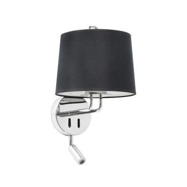 Faro Montreal - applique murale avec interrupteur - 21,5 x 19 x 39 cm - 3W LED inclus - noir et chrome