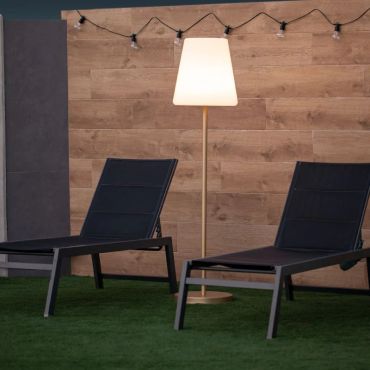 New Garden Lola slim 180 - lampadaire rechargeable avec panneau solaire - Ø44 x 177 cm - 6,5W LED dimmable inclus - IP65 - or