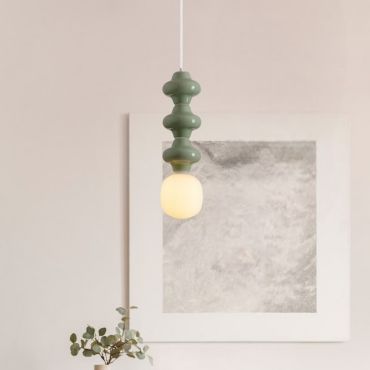 Nova Luce Clio - lampe suspendue - Ø 18 x 240 cm - vert et verre opale
