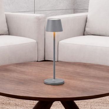 Nova Luce Seina - lampe de table rechargeable - Ø 11,4 x 39,5 cm - 2W dimmable LED inclus - IP54 - gris basalte