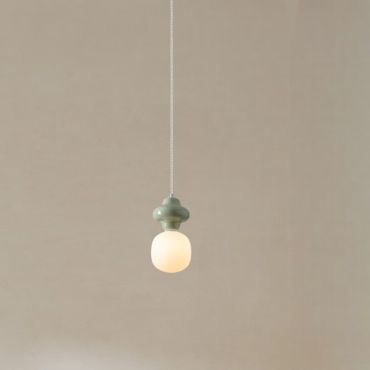 Nova Luce Clio - lampe suspendue - Ø 18 x 198 cm - vert et verre opale