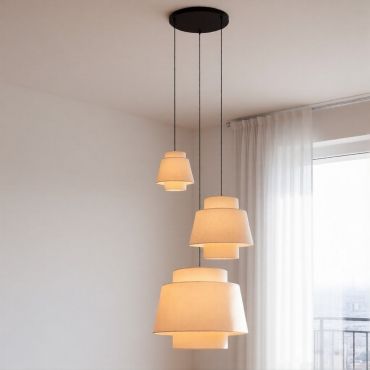 Lucide Tribute 3L - lampe suspendue - Ø 76 x 350 cm - beige