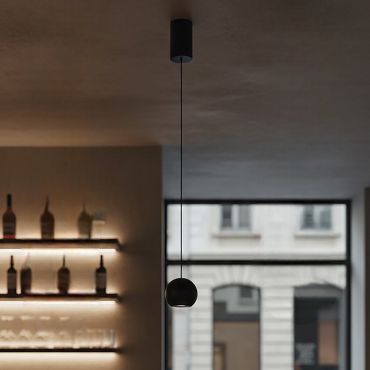 VK Lighting Aira - lampe suspendue - Ø 6,5 x 190 cm - 5,6W LED inclus - noir