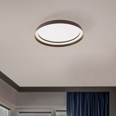 Nova Luce Ormi - plafonnier - Ø 45 x 7 cm - 38W dimmable LED inclus - brun café brossé