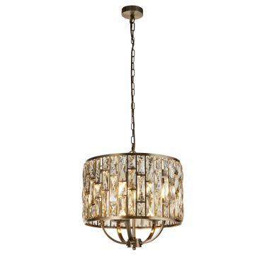 Searchlight Bijou - lampe suspendue - Ø 44 x 150 cm - laiton antique et champagne