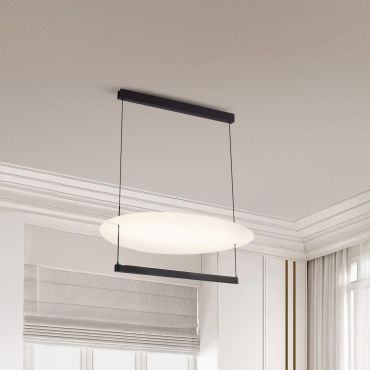Nova Luce Diona - lampe suspendue - Ø 80 x 160 cm - 55W dimmable LED incl. - noir sablé et blanc