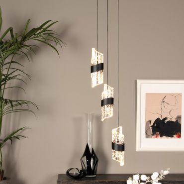 Lucide Kligande - lampe suspendue - Ø 25 x 150 cm - 3 x 8W LED inclus - noir