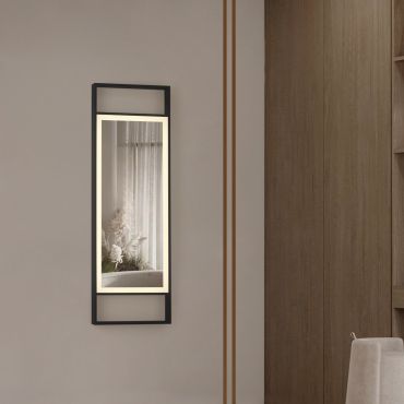 Nova Luce Doul - miroir avec éclairage - 40 x 120 x 5 cm - 37W LED inclus - IP44 - noir anodisé