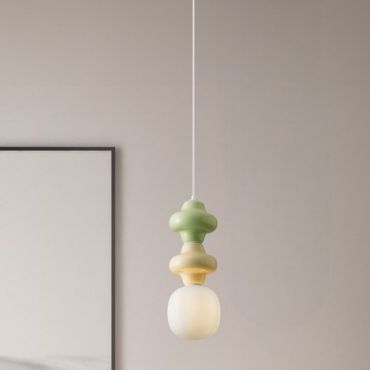 Nova Luce Clio - lampe suspendue - Ø 18 x 215 cm - vert, jaune, blanc et verre opale