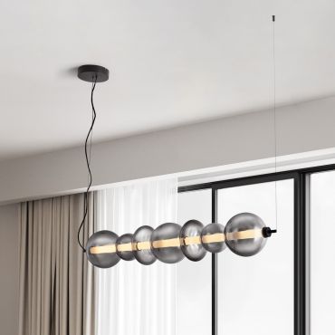 Nova Luce Bally - lampe suspendue - 117 x 125 x 19,5 cm - 40W dimmable LED inclus - noir mat et gris fumé