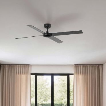 Faro Rudder L 4 - ventilateur de plafond - Ø 132 cm - noir mat et noyer foncé