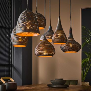 Vico Perforated 7L - lampe suspendue - 100 x 45 x 150 cm - noir brun