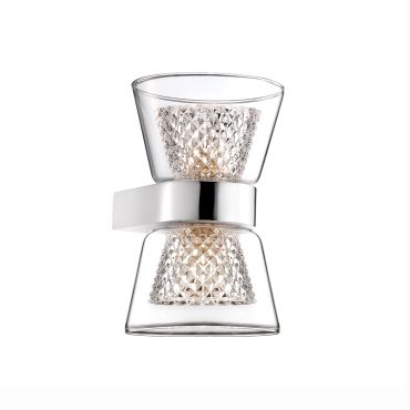 Nova Luce Boccale - applique murale - 12,6 x 12 x 18 cm - 2 x 33W halogène inclus - chrome et transparent
