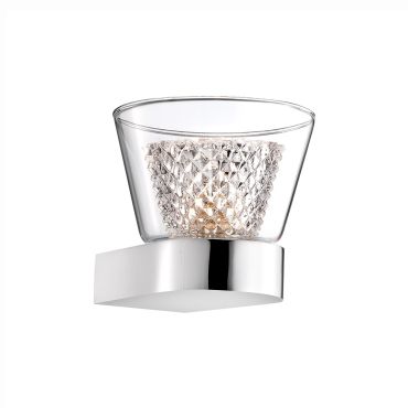 Nova Luce Boccale - applique murale - 12,6 x 12 x 10,3 cm - 33W halogène inclus - chrome et transparent