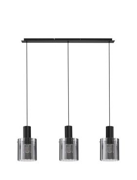 Nova Luce Mirbi - lampe suspendue - 96 x 18 x 120 cm - noir sablé et verre fumé